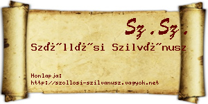Szőllősi Szilvánusz névjegykártya